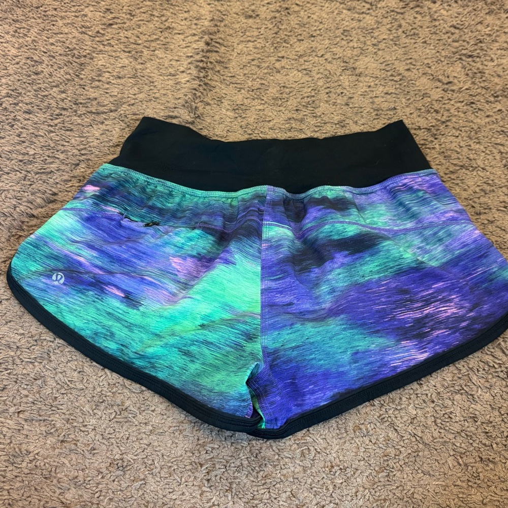Lululemon Drop It Low Run Shorts Rio Nights Multi Purple Roll Waist Mid Rise 8 - Picture 3 of 9